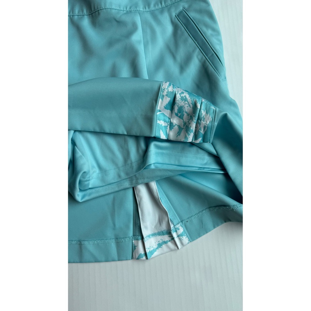 IZOD Golf Womens Turquoise Teal Pleated Skort Size 12 Palm Print Athletic Skirt - Picture 3 of 7
